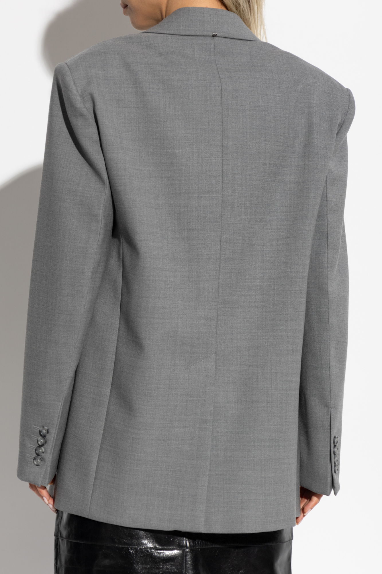 【関税&送料込】Sportmax Grey Wool Baffo Blazer Baffo virgin wool blazer in grey - Sportmax | Mytheresa